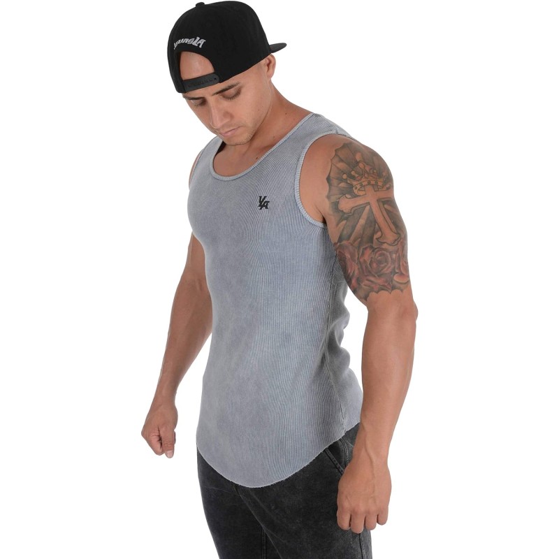 YoungLA Mens Designer Fitted T-Shirts Long Drop Cut Tee Workout